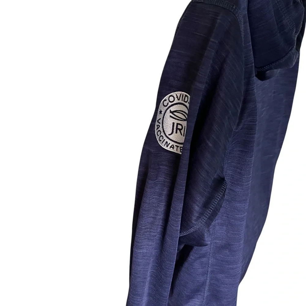 Reebok Sleeve Patch Pullover Athletic Hoodie Navy Heather M